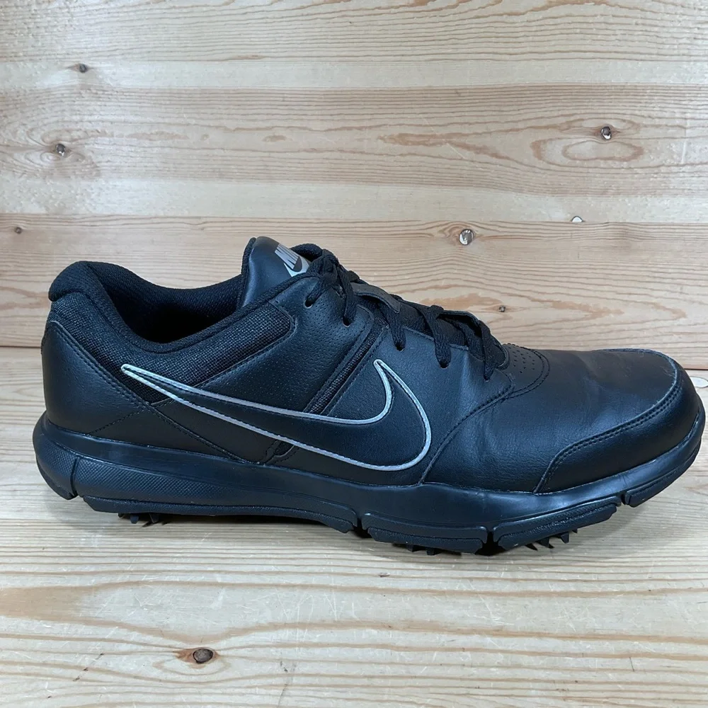 Nike Durasport 4 Golf Shoes Men's 13 Black Metallic Silver Leather 844550 001